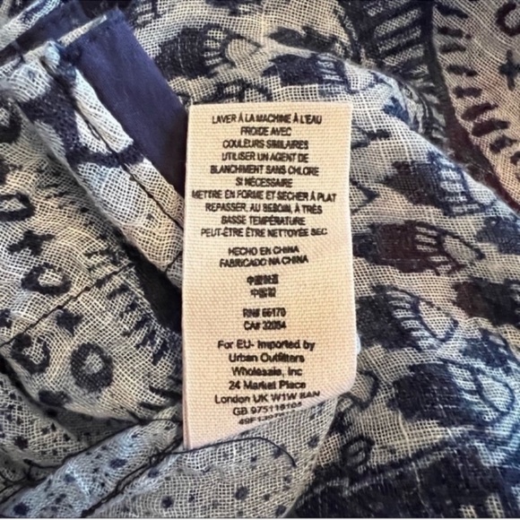 Free People Boho Festival Beachy Baby Ride Easy Elephant Tank SZ S Blue/White - Picture 10 of 12